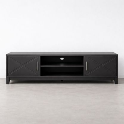 Black MDF TV Stand with Shelves and Cabinets 60 inches