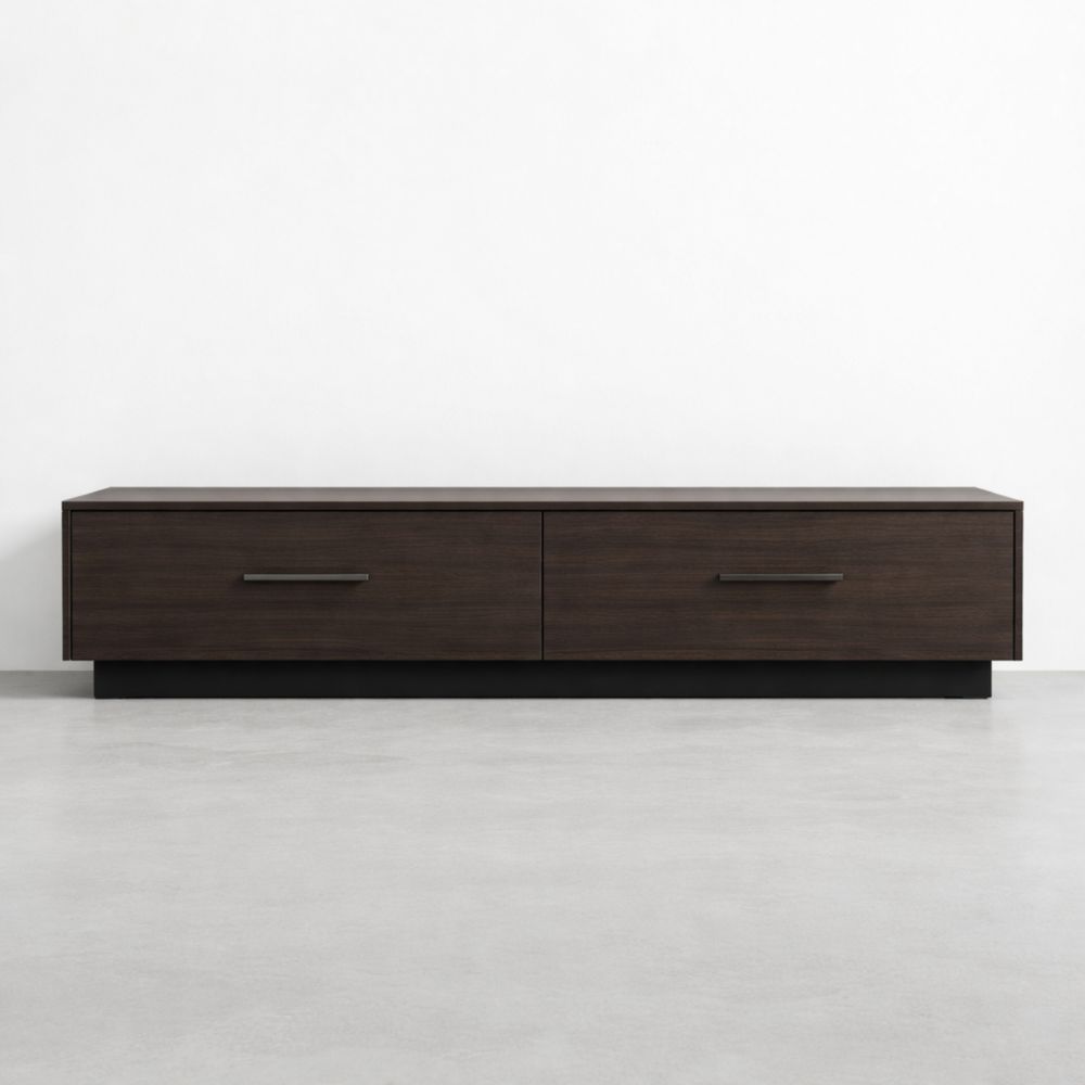 Wood Media Console with Drawers 180cm Dark Brown