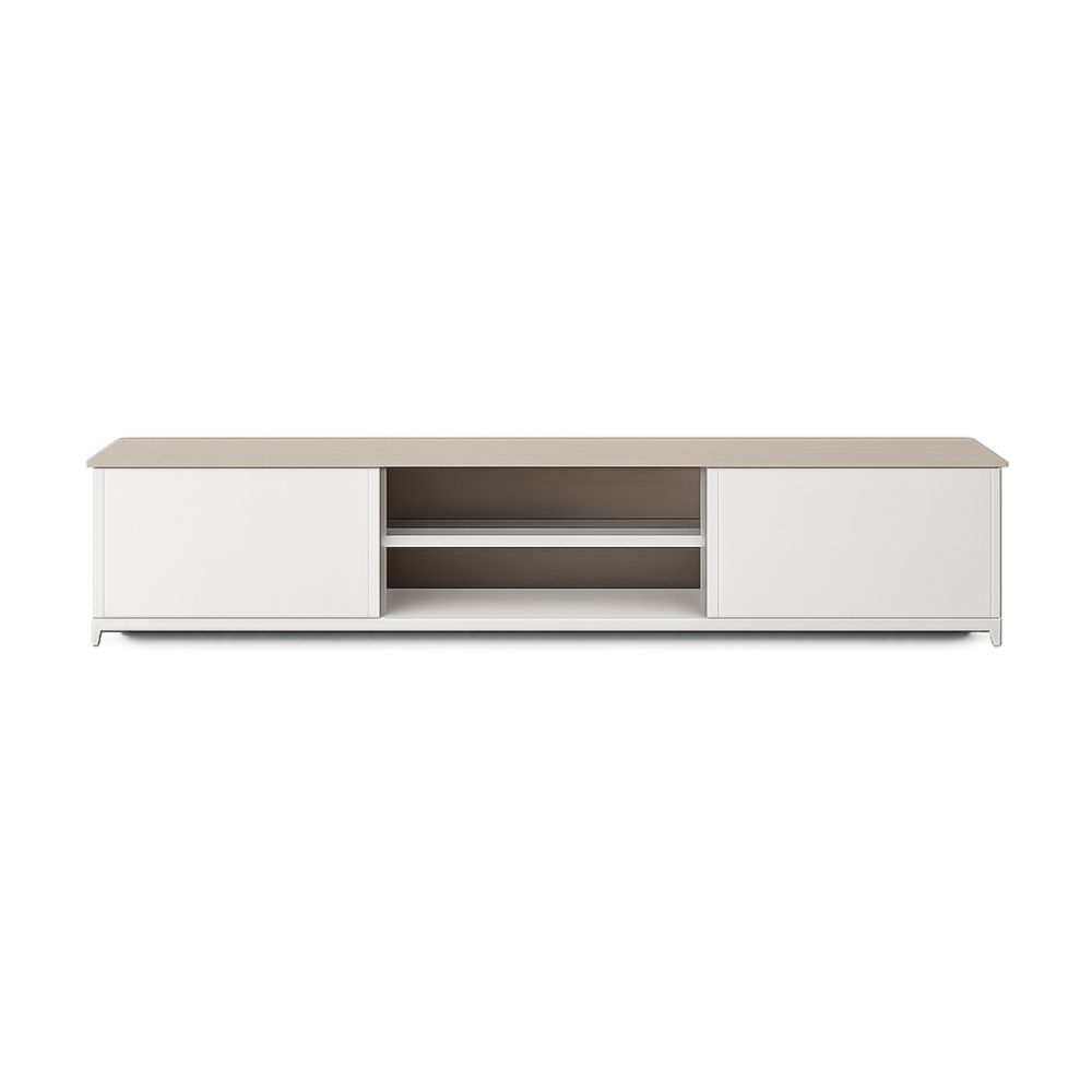 White MDF TV cabinet, 180 × 40 × 45 cm