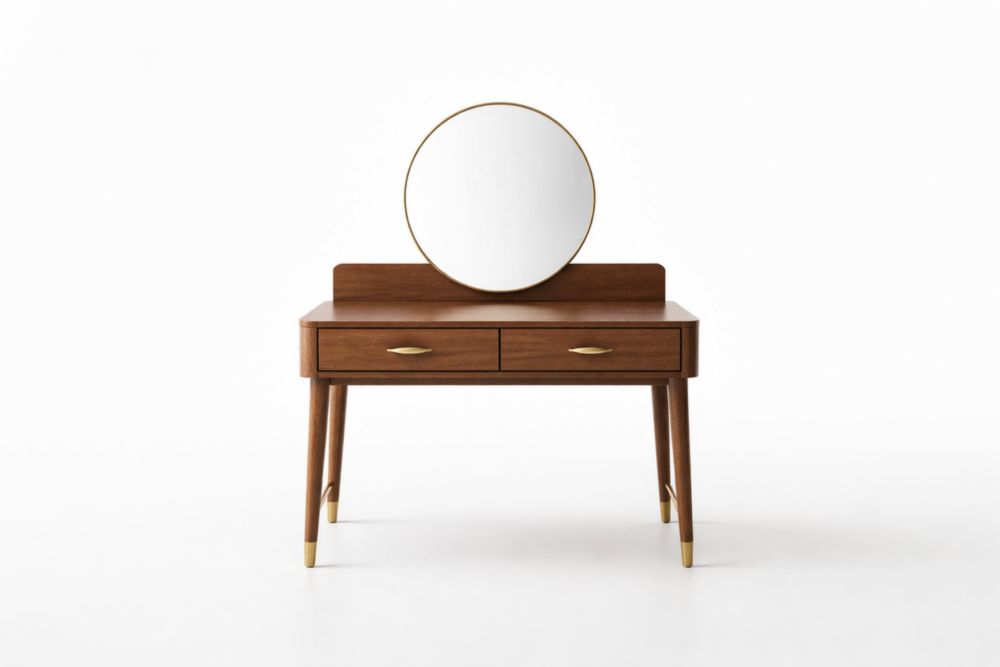 Wood Vanity Table with Mirror and Drawers 90cm x 45cm x 75cm