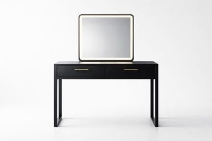 Black Vanity Table with Mirror and LED Light Two Drawers 120cm x 40cm x 80cm