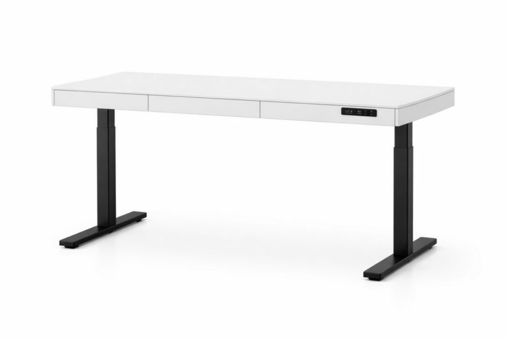 Height Adjustable Electric Standing Desk - White with Black Legs
