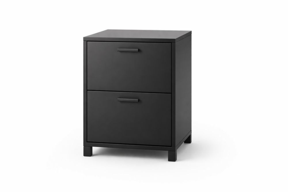 Black Metal Two-Drawer Filing Cabinet 60cm Height