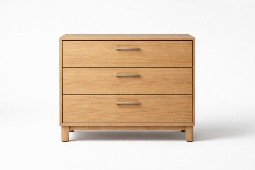 Wooden 3-Drawer Dresser Natural Oak Finish