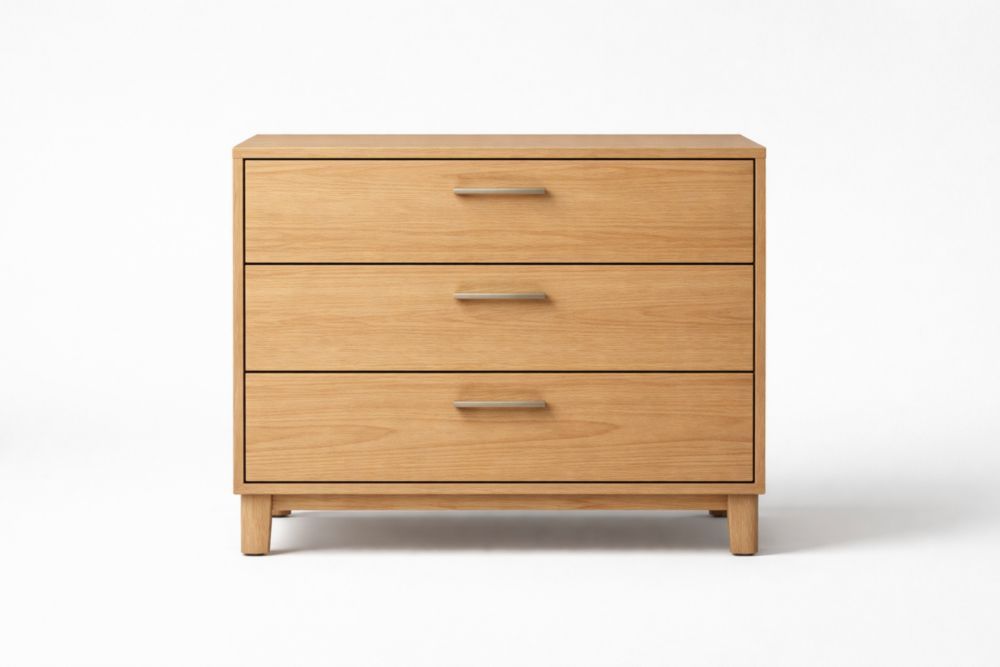 Wooden 3-Drawer Dresser Natural Oak Finish
