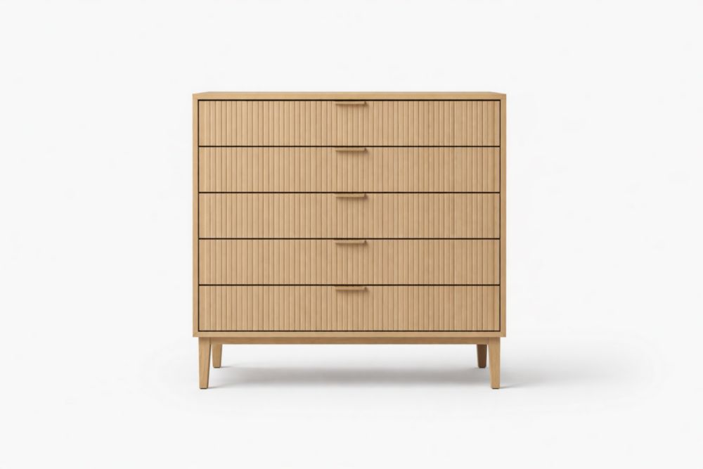 Wooden 5-Drawer Chest Oak Natural 100cm Wide
