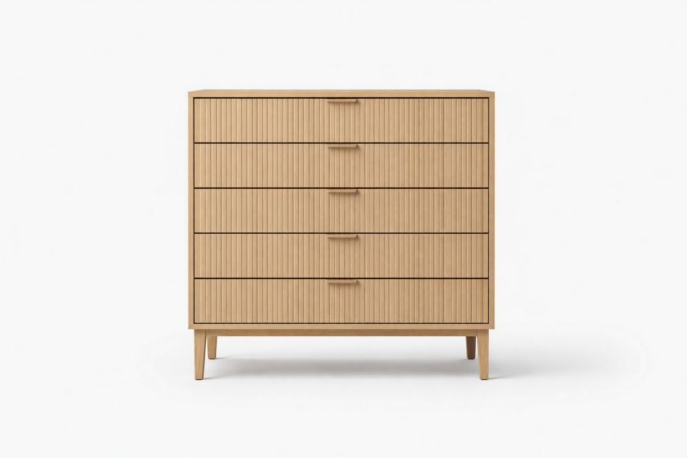Wooden 5-Drawer Chest Oak Natural 100cm Wide