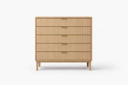 Wooden 5-Drawer Chest Oak Natural 100cm Wide