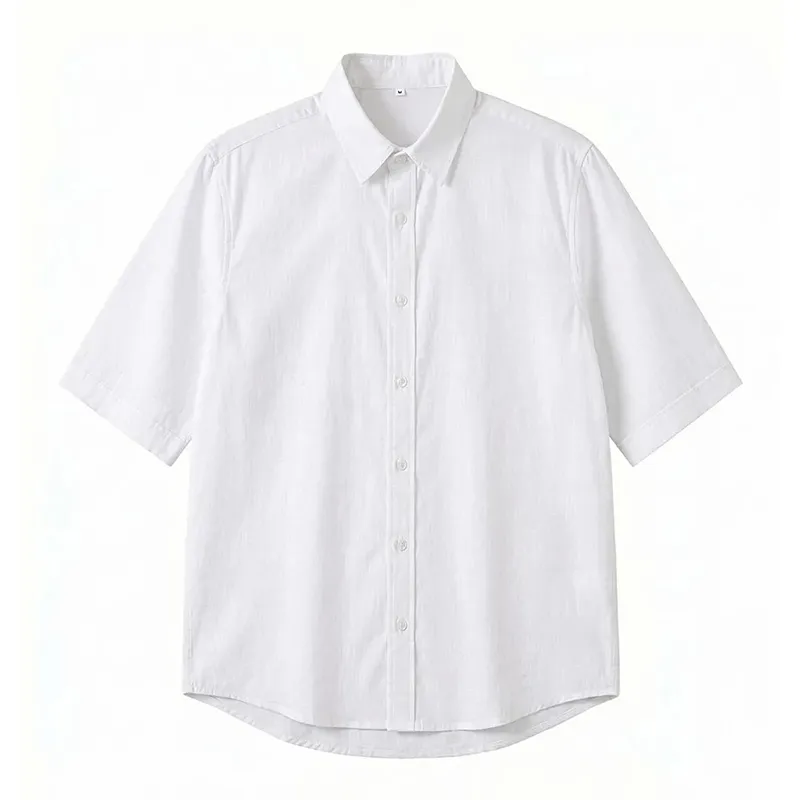 メンズコットン100％リネンライク半袖シャツ 夏用通気性抜群ベタつきにくい ゆったりシルエット 体型カバー レイヤード対応 カジュアルシャツ