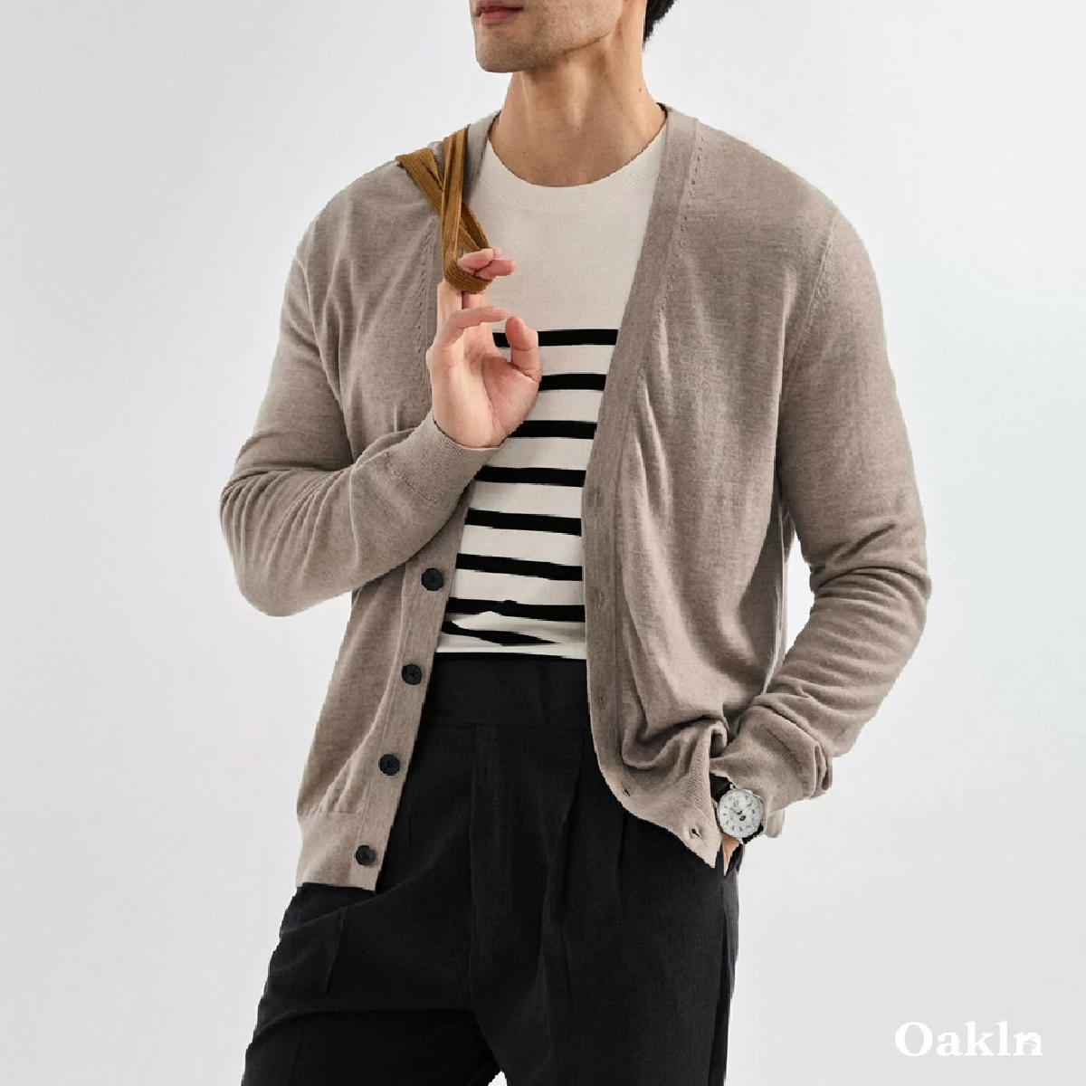 12ゲージ ウォッシャブル Vネック ニット カーディガン ビジネスカジュアル