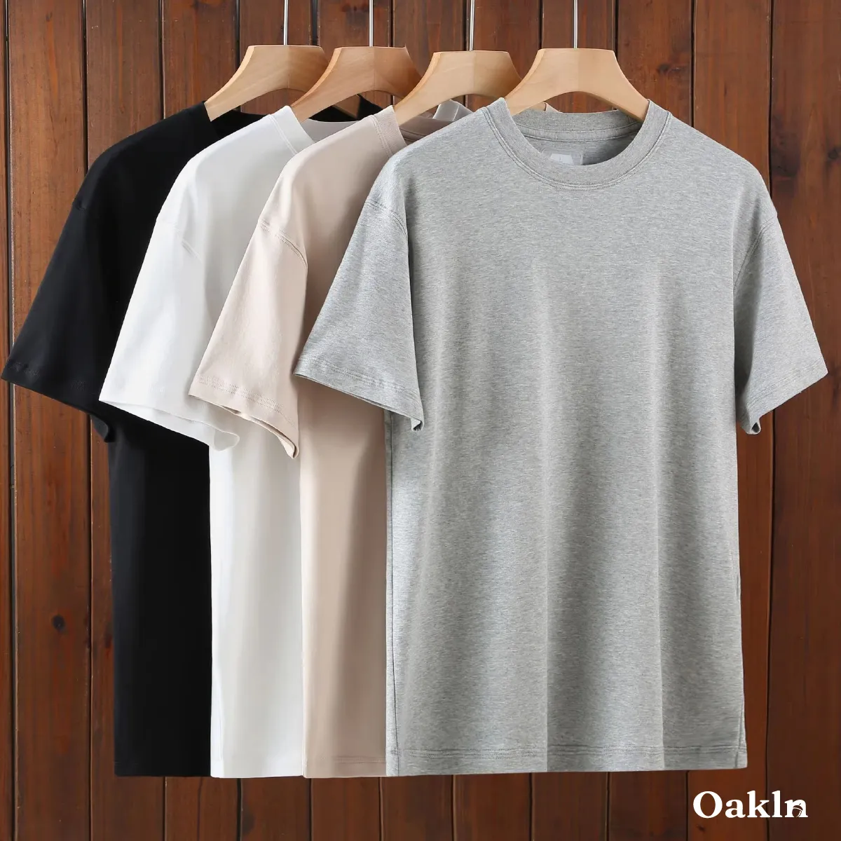 ヘビーウェイトコットン 高番手長繊維コットンTシャツ-Oakln