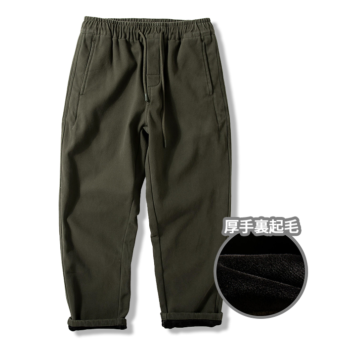 ヘビーウェイトコットン裏起毛カジュアルパンツ-oakln