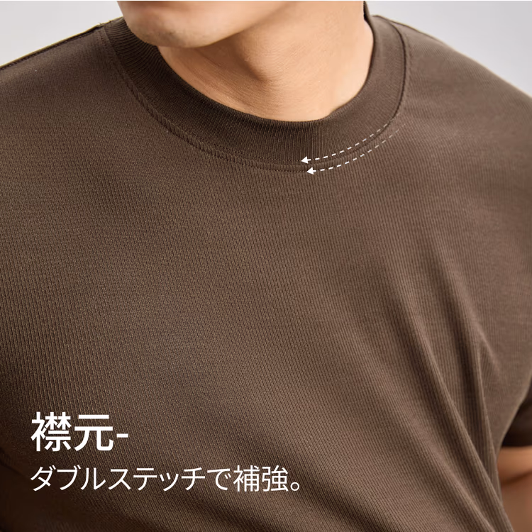リヨセル半袖Tシャツ メンズ 初秋ジャケットインナー クルーネックニット リブ裾 帯電しにくい きれいな落ち感 通気性