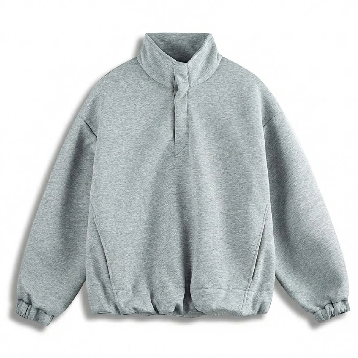 ハーフスナップ スウェット メンズ スタンドカラー 裾ゴム ジャケット  立ち襟 ゆったり 体型カバー 春秋 無地 大人スタイル-Oakln