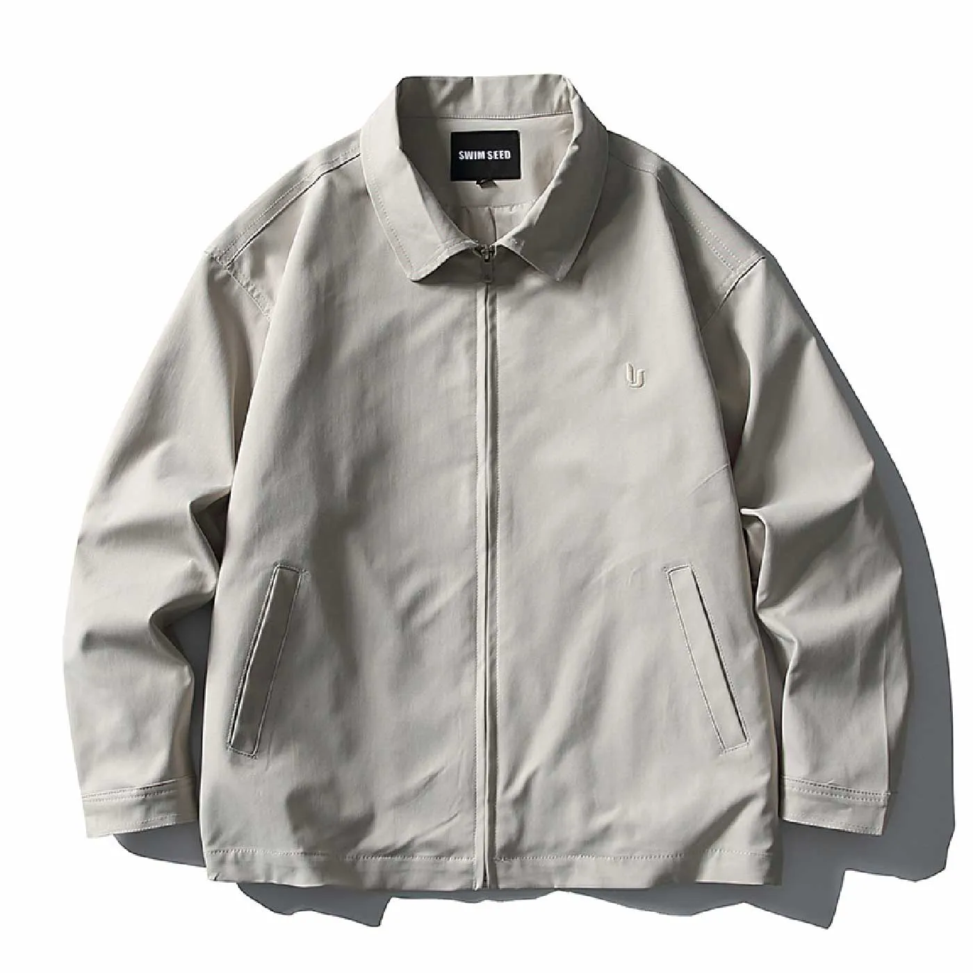 スイングトップ メンズ 春秋 水洗い可 イージーケア 折り襟 ジャケット マット質感 裾ゴム 大人 無地 ライトアウター