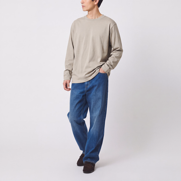 270gヘビーウェイト天竺編み  お腹まわりのラインを拾いにくい コットン100％無地 長袖Tシャツ インナーにも一枚着にも