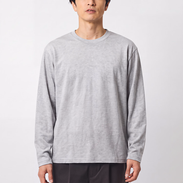 270gヘビーウェイト天竺編み  お腹まわりのラインを拾いにくい コットン100％無地 長袖Tシャツ インナーにも一枚着にも
