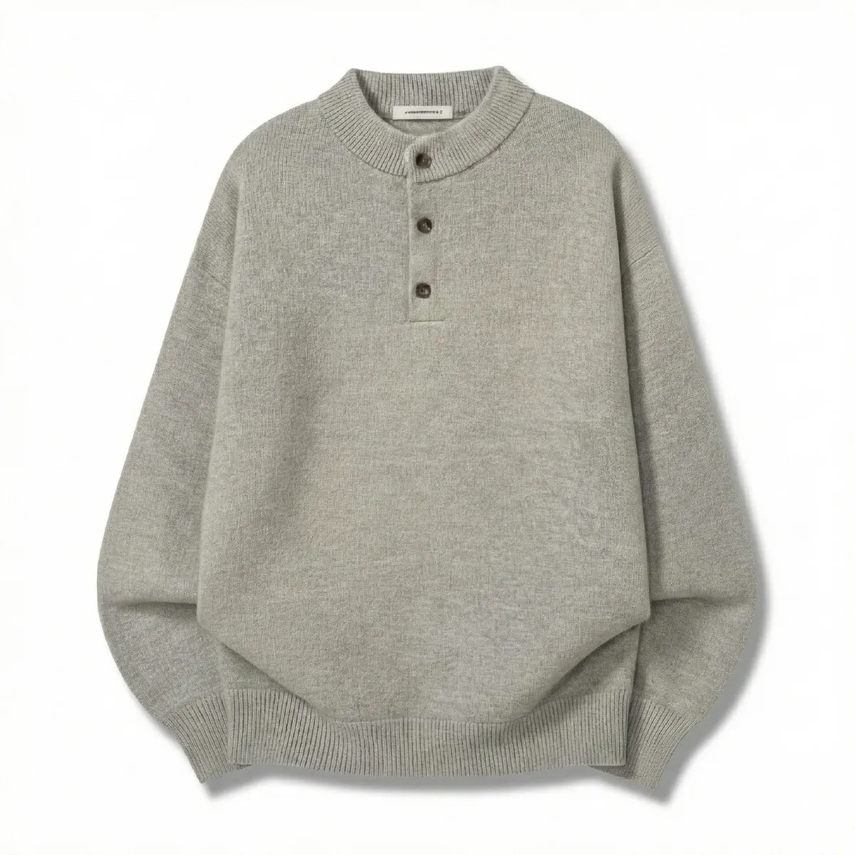 ウォッシャブル ヘンリーネック ニット セーター 柔らい肌触り 洗濯機洗い可能-Oakln