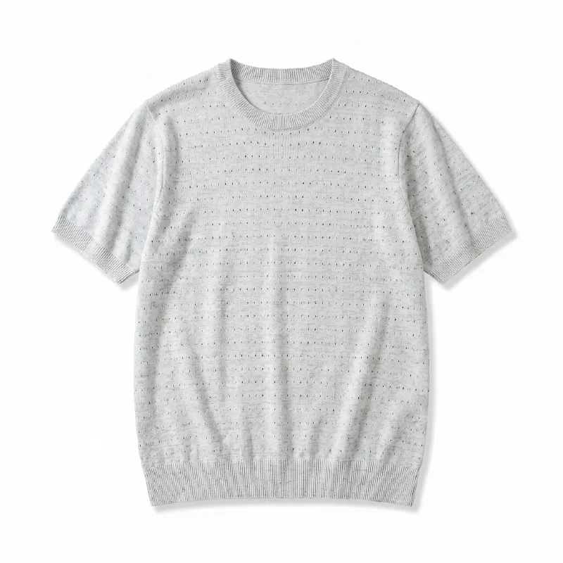 接触冷感透かし編みニットTシャツ  全体に通気孔がある  型崩れしにくい