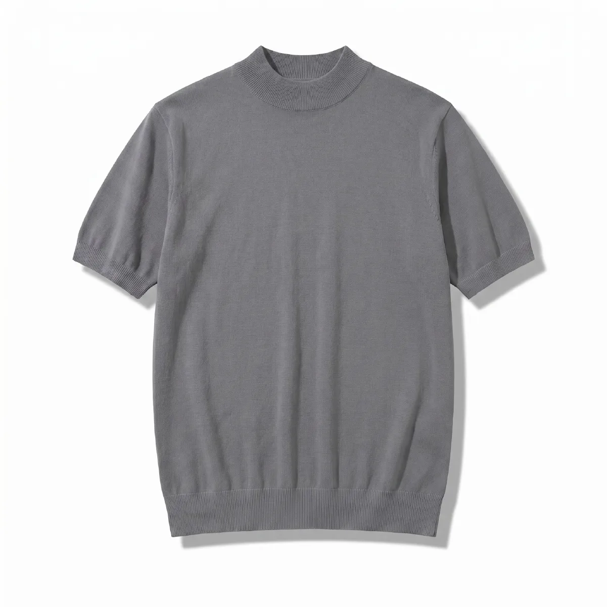 接触冷感 モックネック半袖ニットTシャツ　通気性のよいインナー