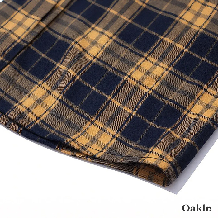定番デザイン　ヘビーウェイトタータンチェック長袖シャツ-oakln