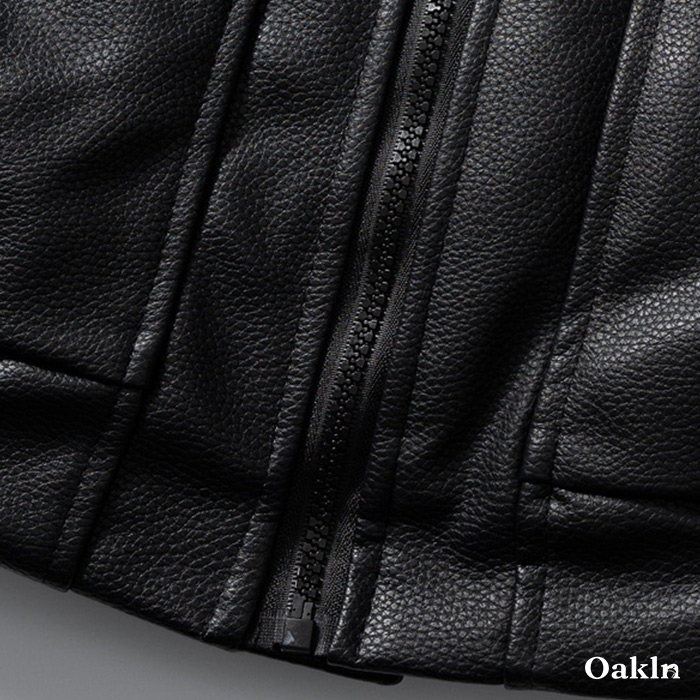 エコレザーシュリンク加工　クラシック中綿入りライダースジャケット-oakln