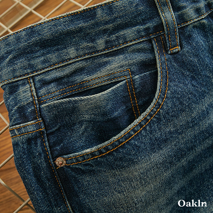 クラシック着回し自在　コットンデニムパンツ-oakln