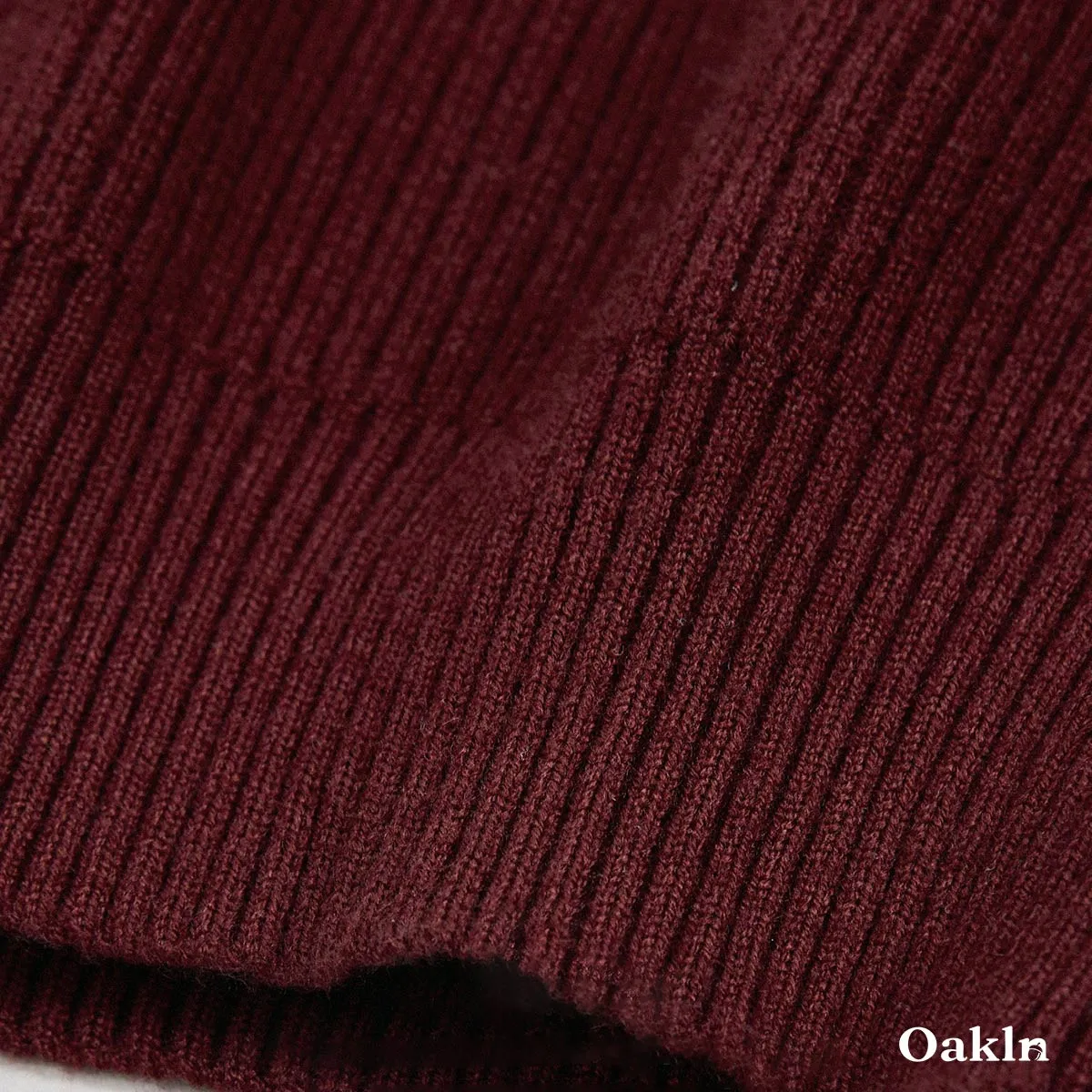  ウォッシャブルハーフジップニット 配色襟元 縦リブ-Oakln