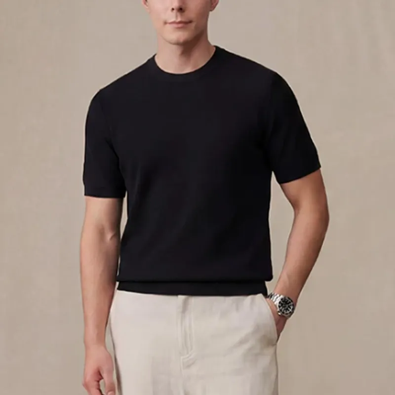 接触冷感 100％リヨセル　なめらかな肌触り　表情感のあるニットTシャツ