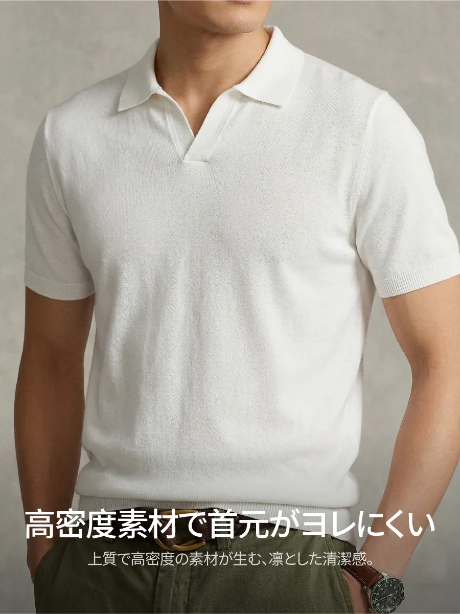 【襟元が型崩れしにくい】洗ってもハリ感を保ち、だらしなく見せない