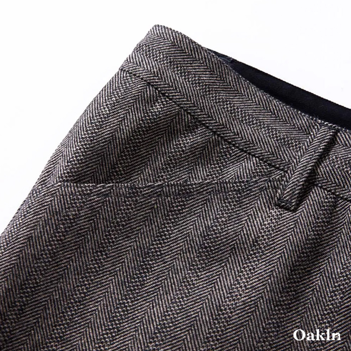 ヴィンテージカジュアル　 ヘリンボーン柄ウールスラックス-oakln