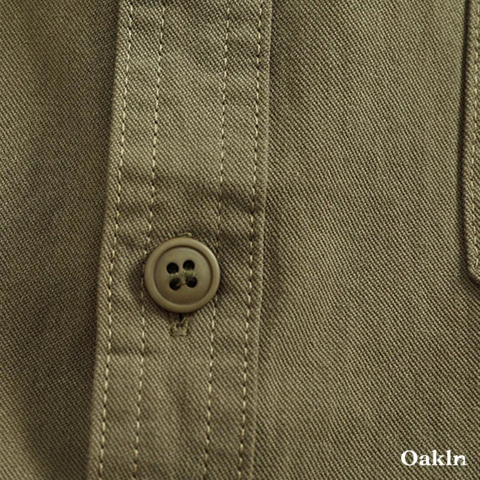 多色展開　スタンドカラーコットン長袖シャツ