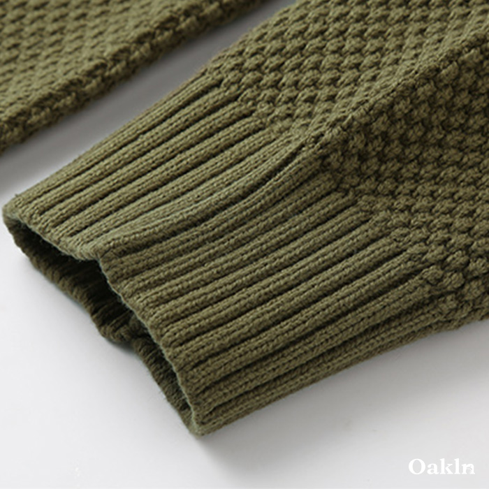 5色展開　無地パイナップル編みニット-oakln