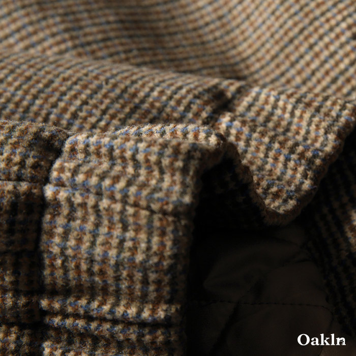 アメリカヴィンテージ　ウール混ハウンドトゥース柄中綿入りラシャハンティングジャケット-oakln