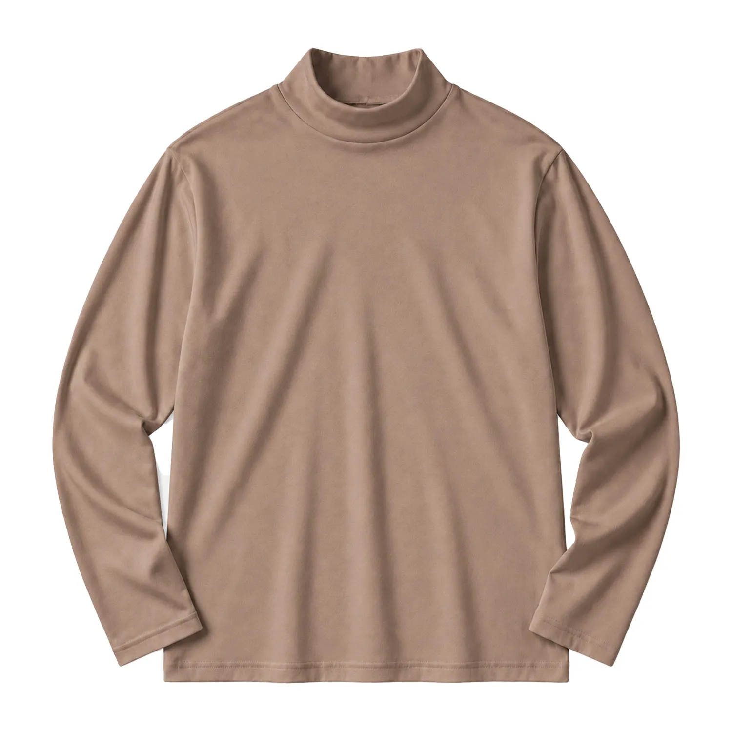 コーマコットン 超長綿 モックネック長袖Tシャツ  ほのかな上品な光沢  静電気を抑えてお手入れも簡単  秋冬の一枚着・重ね着・インナーに活躍