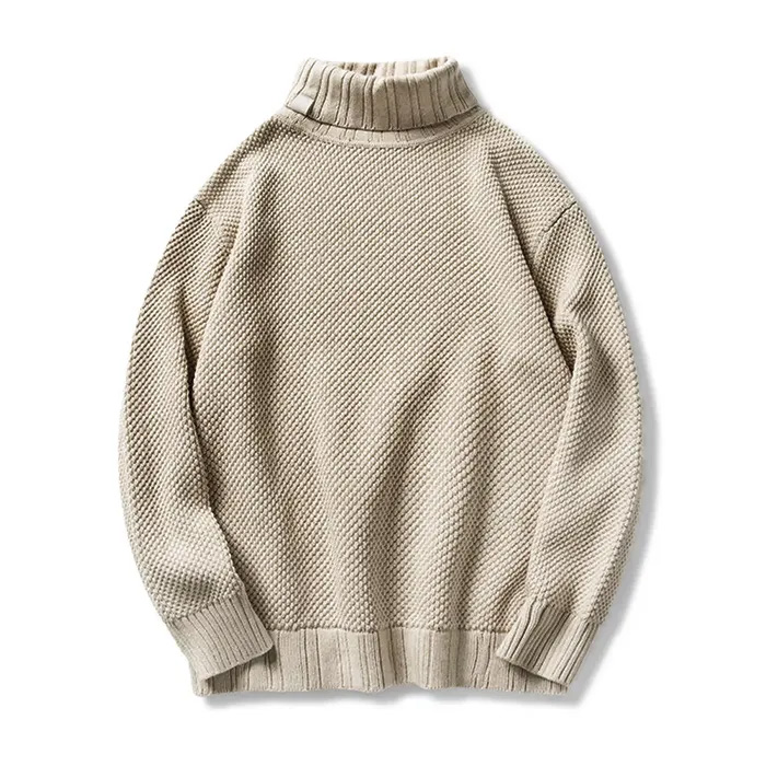 パイナップル編みタートルネック無地ニット-oakln