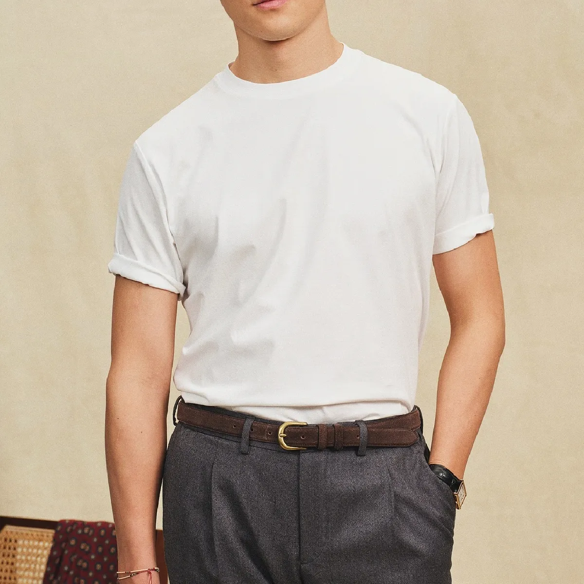 なめらかでストレスフリー メンズモダール接触冷感軽量Tシャツ