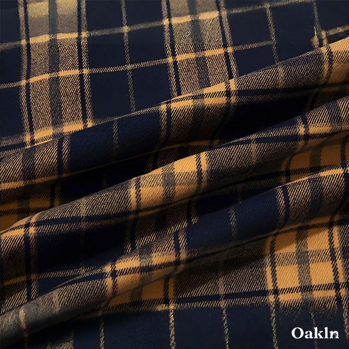 定番デザイン　ヘビーウェイトタータンチェック長袖シャツ-oakln