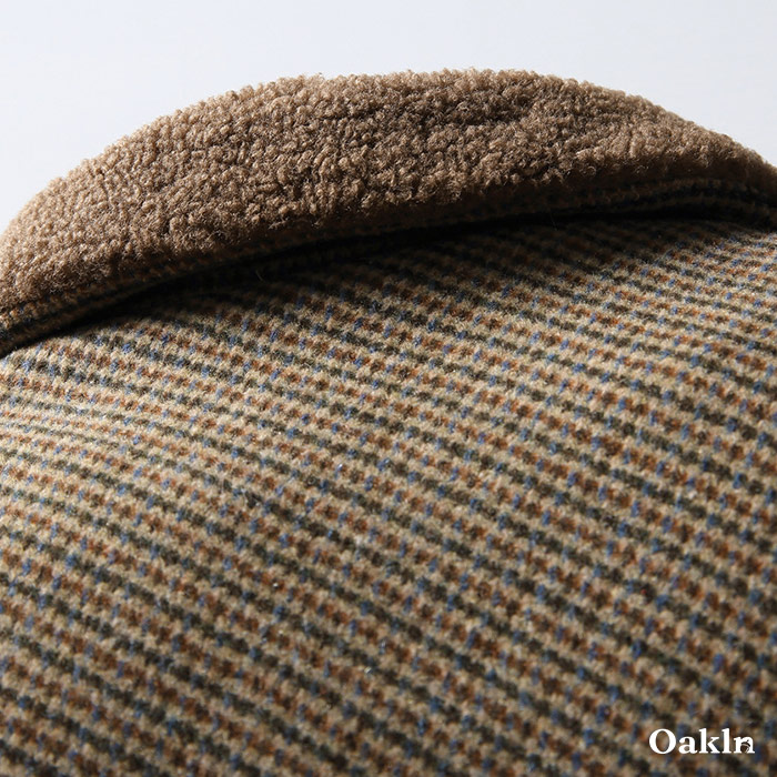 アメリカヴィンテージ　ウール混ハウンドトゥース柄中綿入りラシャハンティングジャケット-oakln