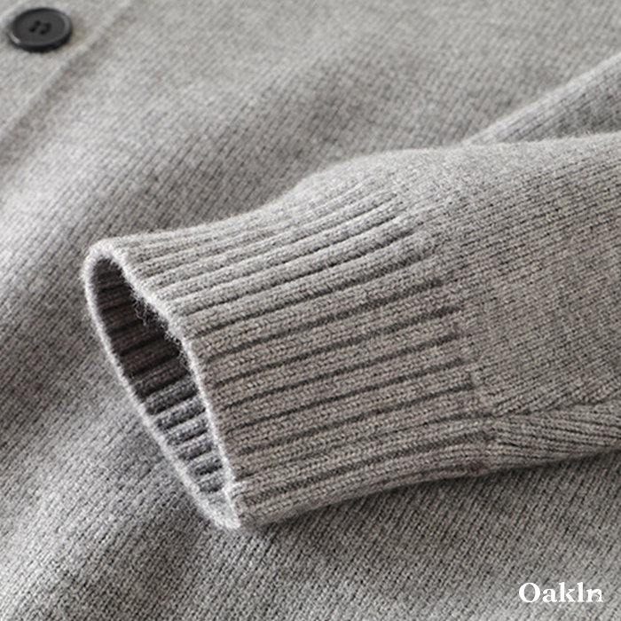 配色切り替えクルーネックニットカーディガン-oakln