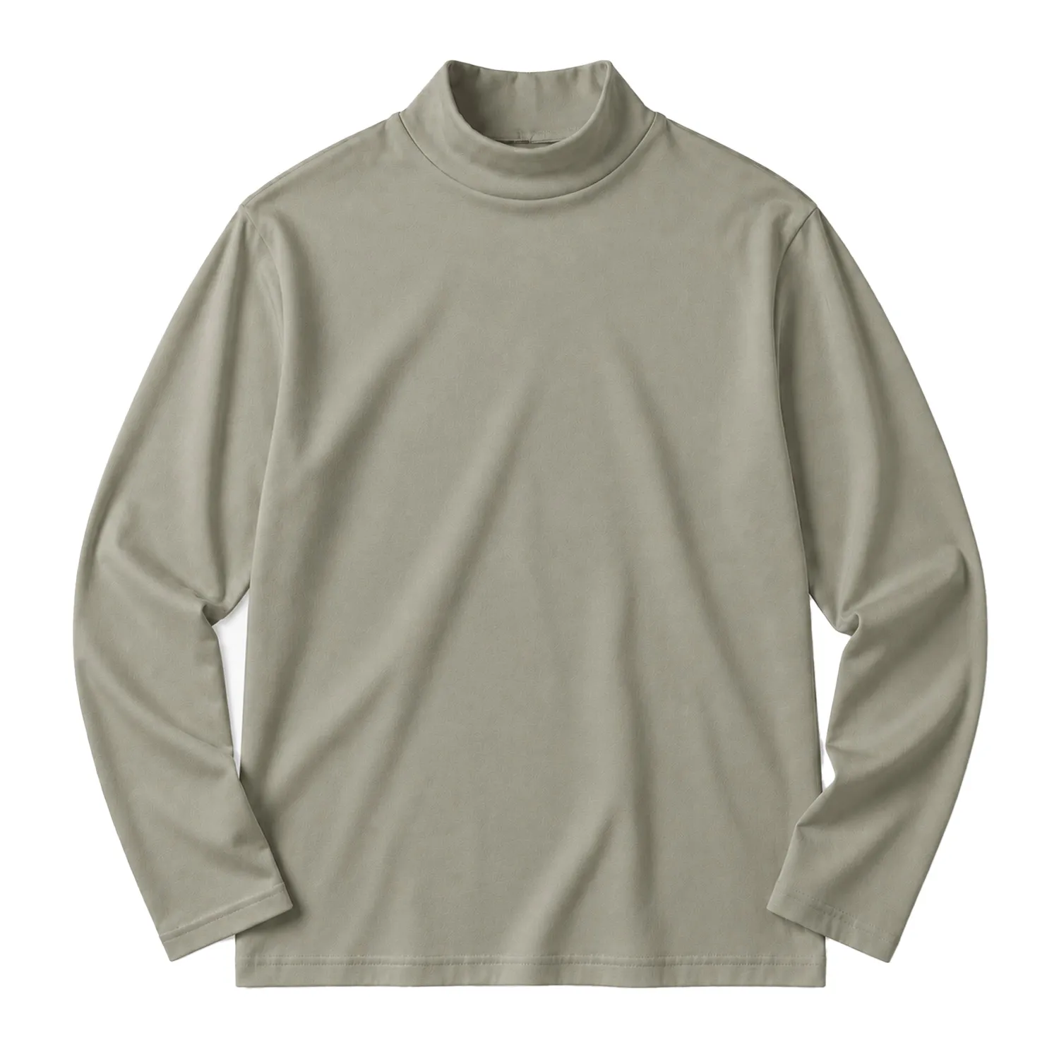 コーマコットン 超長綿 モックネック長袖Tシャツ  ほのかな上品な光沢  静電気を抑えてお手入れも簡単  秋冬の一枚着・重ね着・インナーに活躍