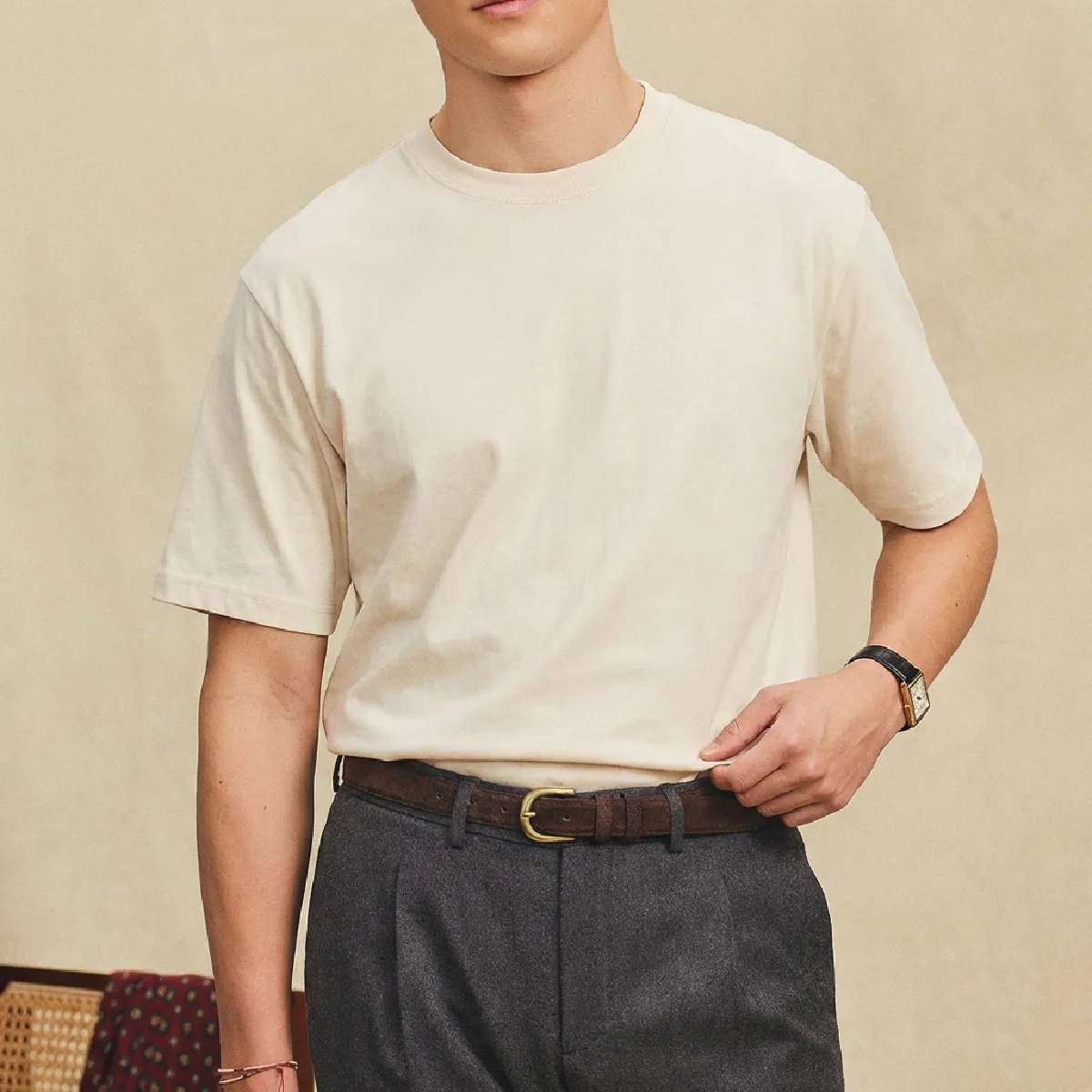 なめらかでストレスフリー メンズモダール接触冷感軽量Tシャツ