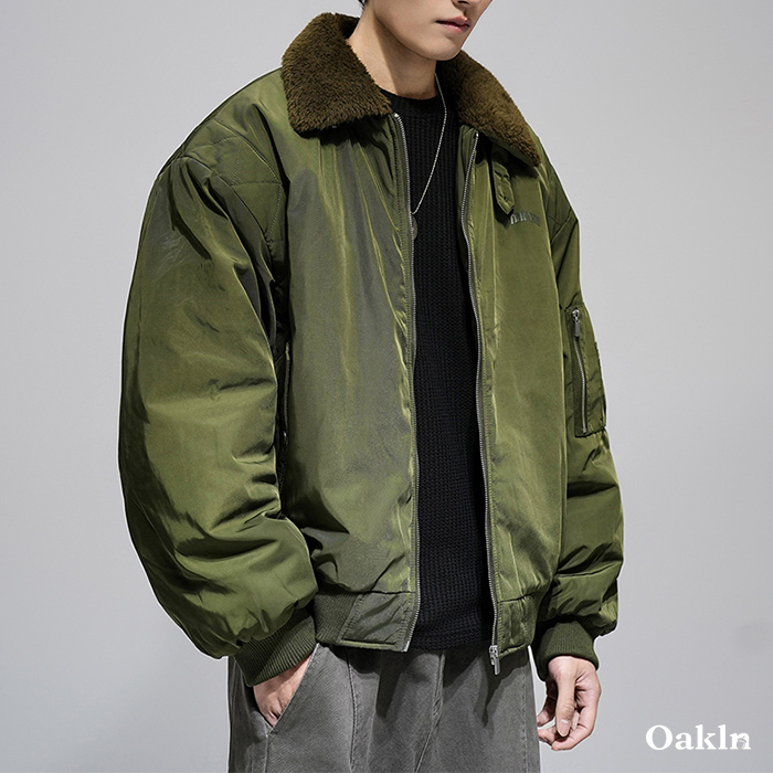 ボア折り襟中綿フライトジャケット-oakln