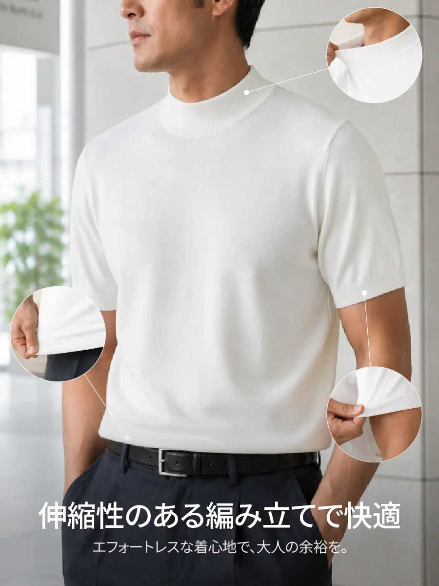 襟・袖口・裾には伸縮性のある編み立てを採用。動きやすく、長時間着ても快適な着心地が続く。