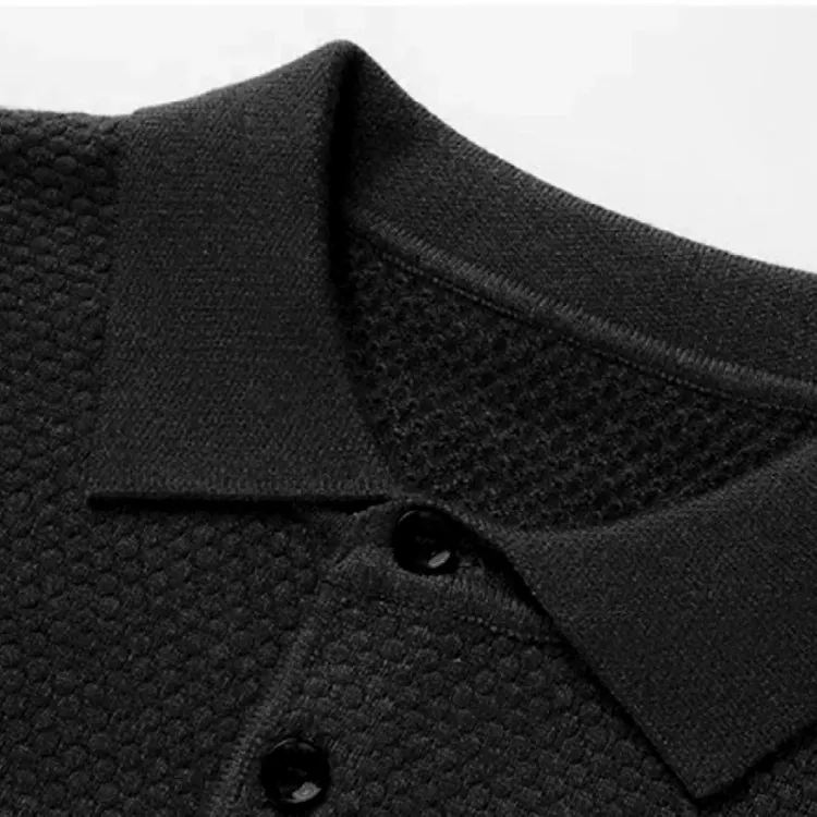ビジネス向け 襟付きニットポロ 立体感のある凹凸編み 洗濯機洗い可  型崩れしにくくお手入れ簡単