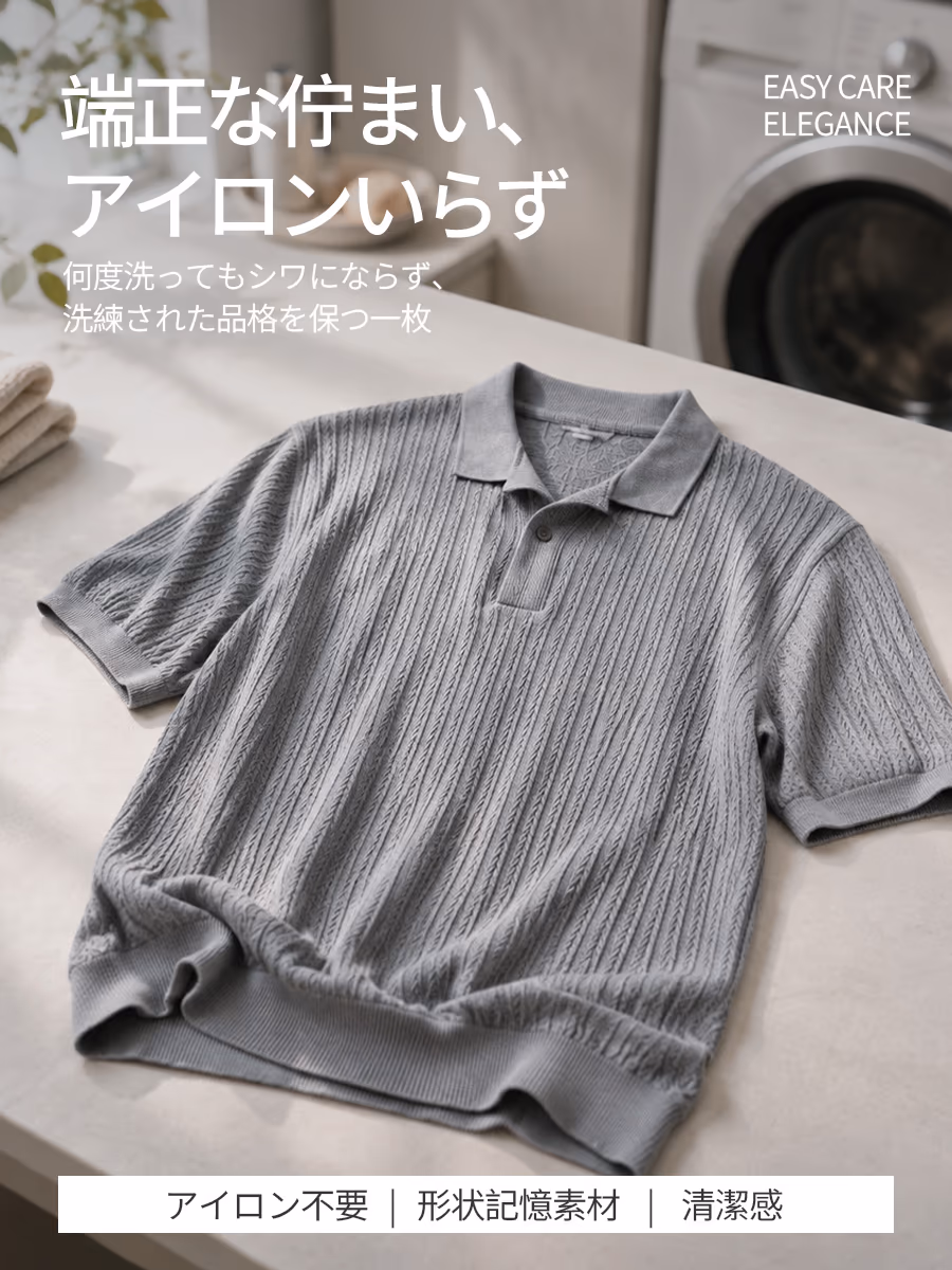 朝のアイロン掛けから解放し、繰り返し洗っても型崩れしにくい。