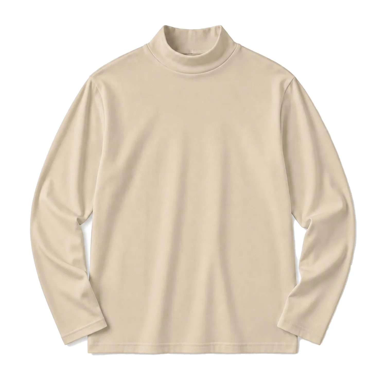 コーマコットン 超長綿 モックネック長袖Tシャツ  ほのかな上品な光沢  静電気を抑えてお手入れも簡単  秋冬の一枚着・重ね着・インナーに活躍
