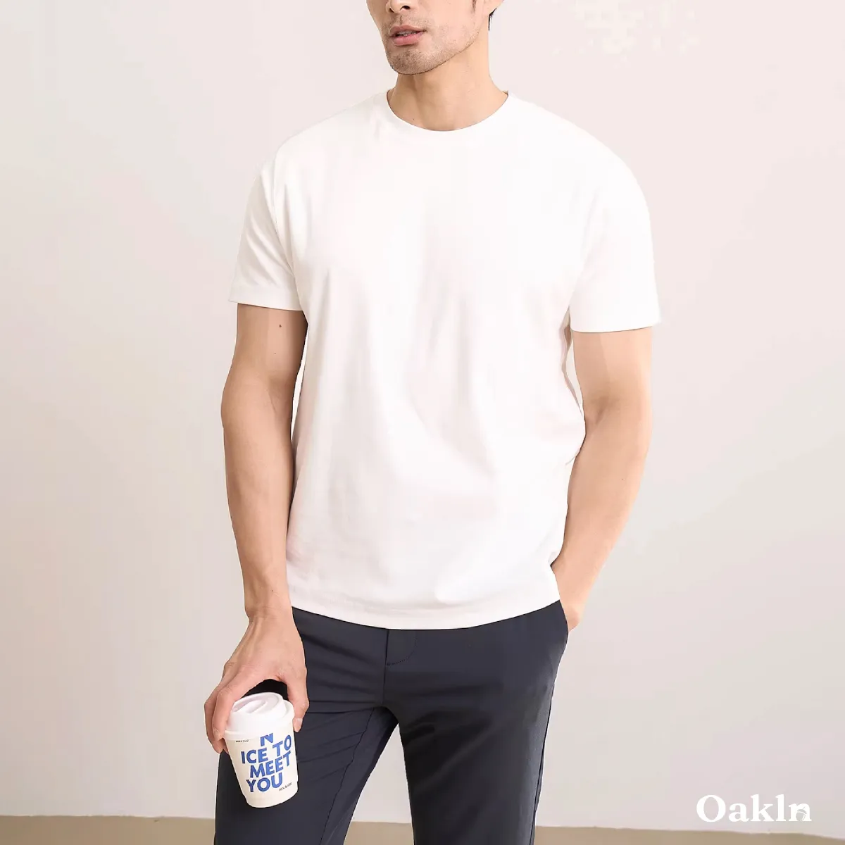 ヘビーウェイトコットン 高番手長繊維コットンTシャツ-Oakln