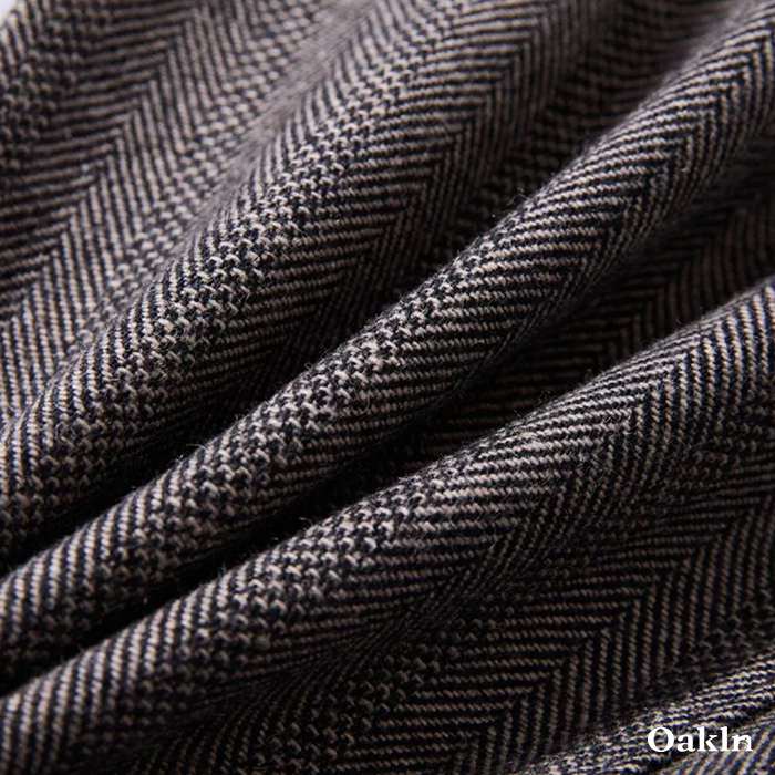 ヴィンテージカジュアル　 ヘリンボーン柄ウールスラックス-oakln