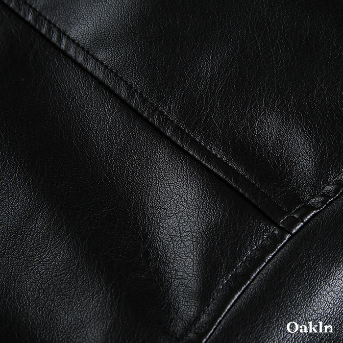 ボア折り襟　クラシックアームポケット付き中綿レザージャケット-oakln